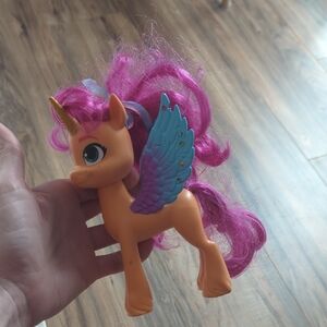 My Little Pony Orange Unicorn Pegasus with Pink Mane and Blue Wings